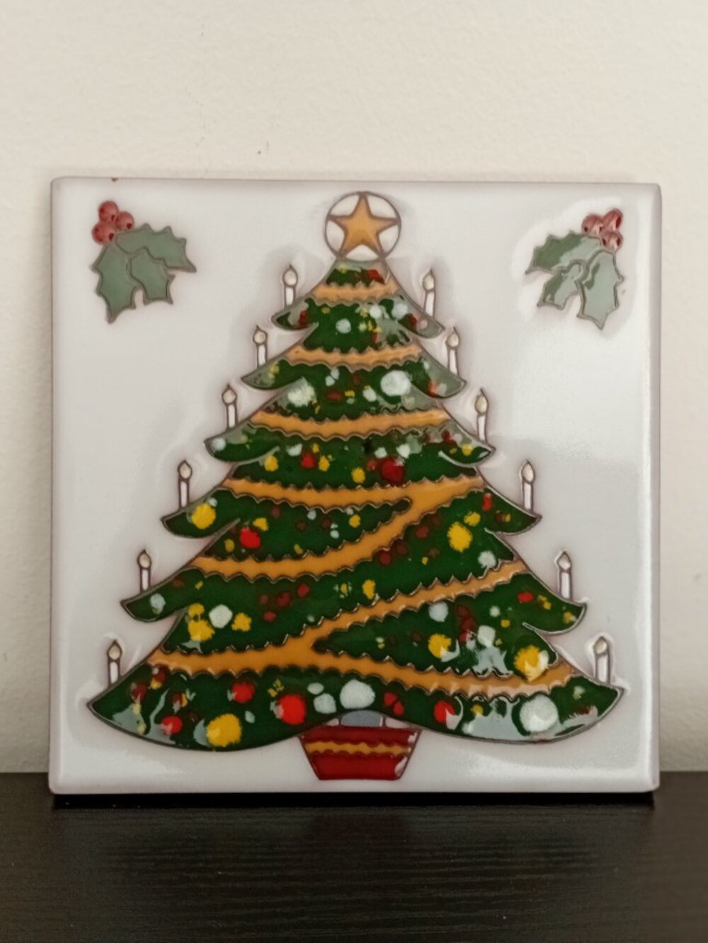 Hand Painted Christmas Tree Ceramic Tile/Trivet